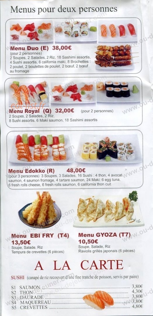 Sushi Edokko — carte page 2