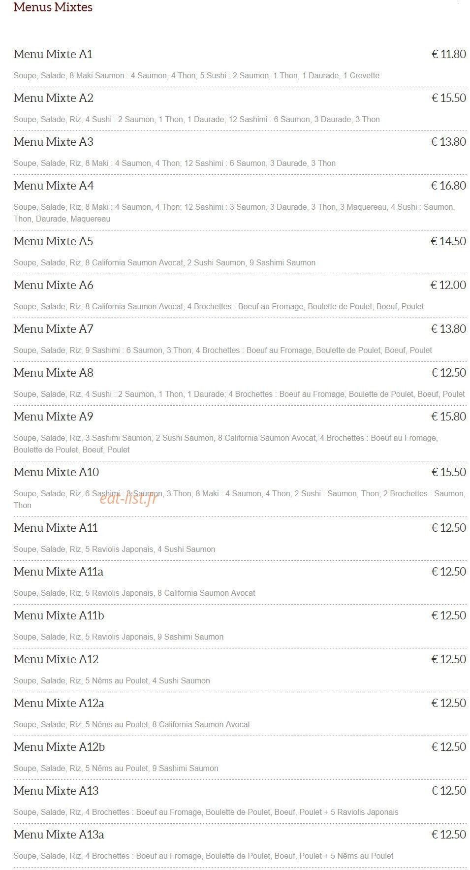 Sushi yaki — carte page 3