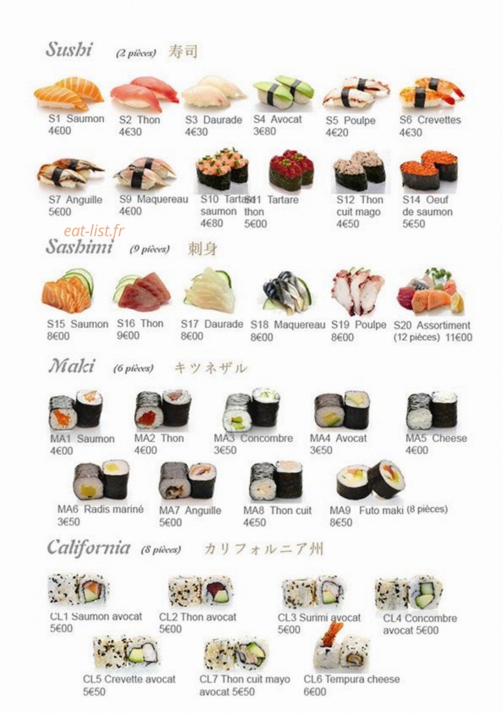 Yami sushi — carte page 3