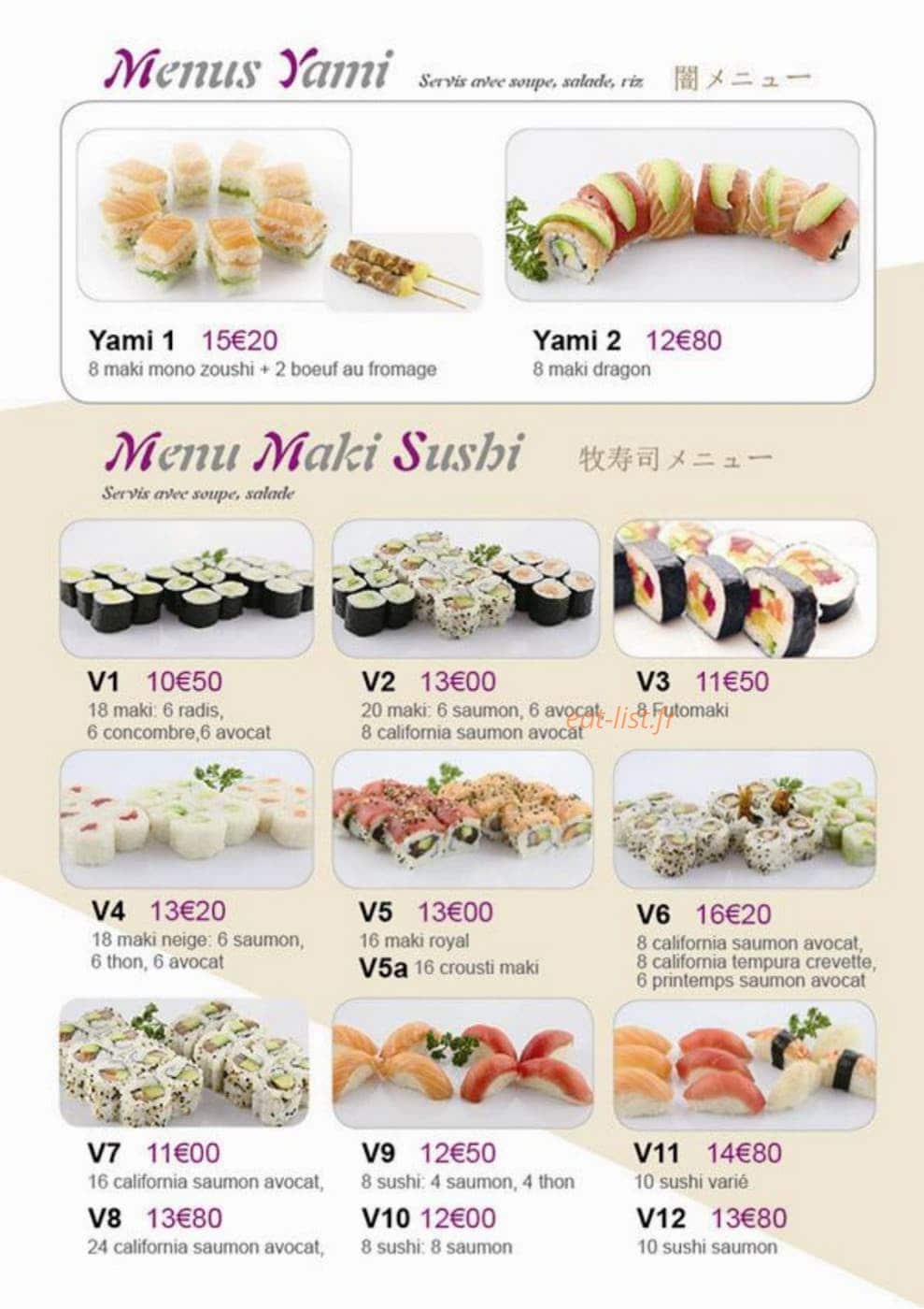 Yami sushi — carte page 7