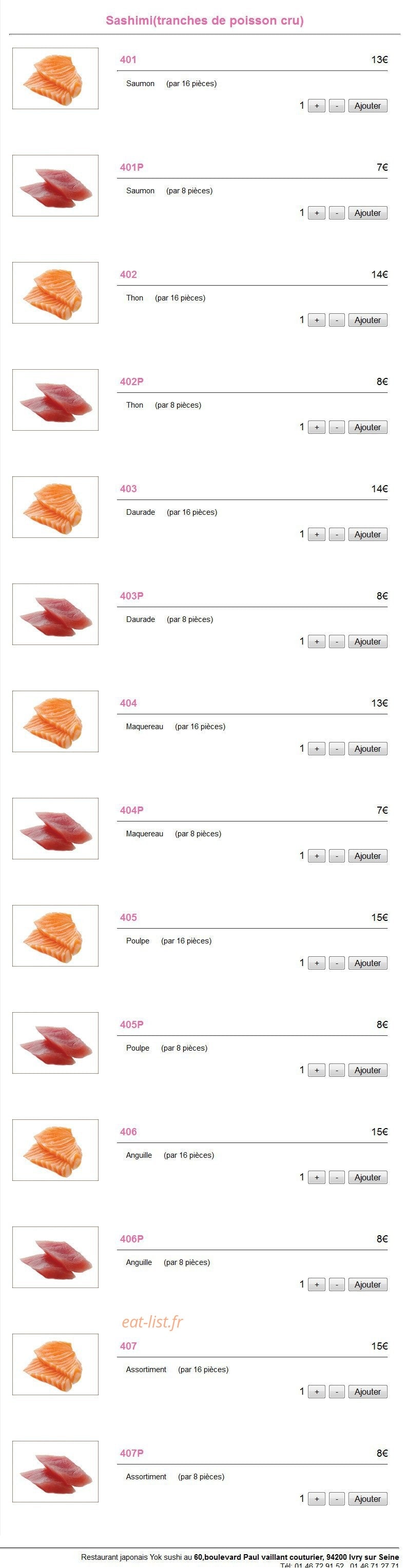 Yok sushi — carte page 6
