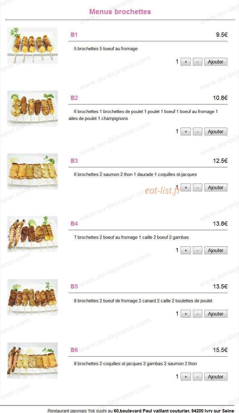 Yok sushi — carte page 19