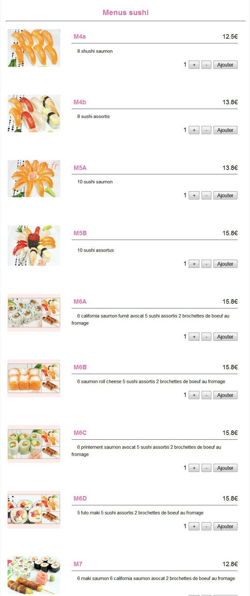 Yok sushi — carte page 16