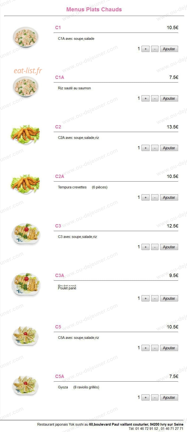 Yok sushi — carte page 2