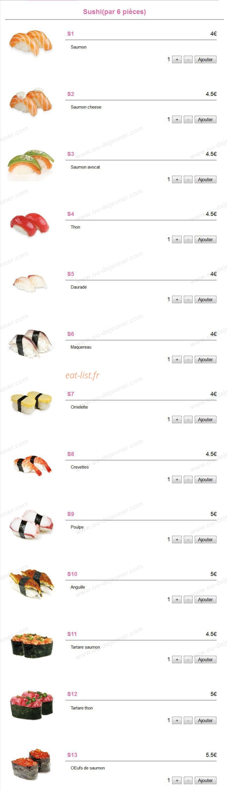 Yok sushi — carte page 12