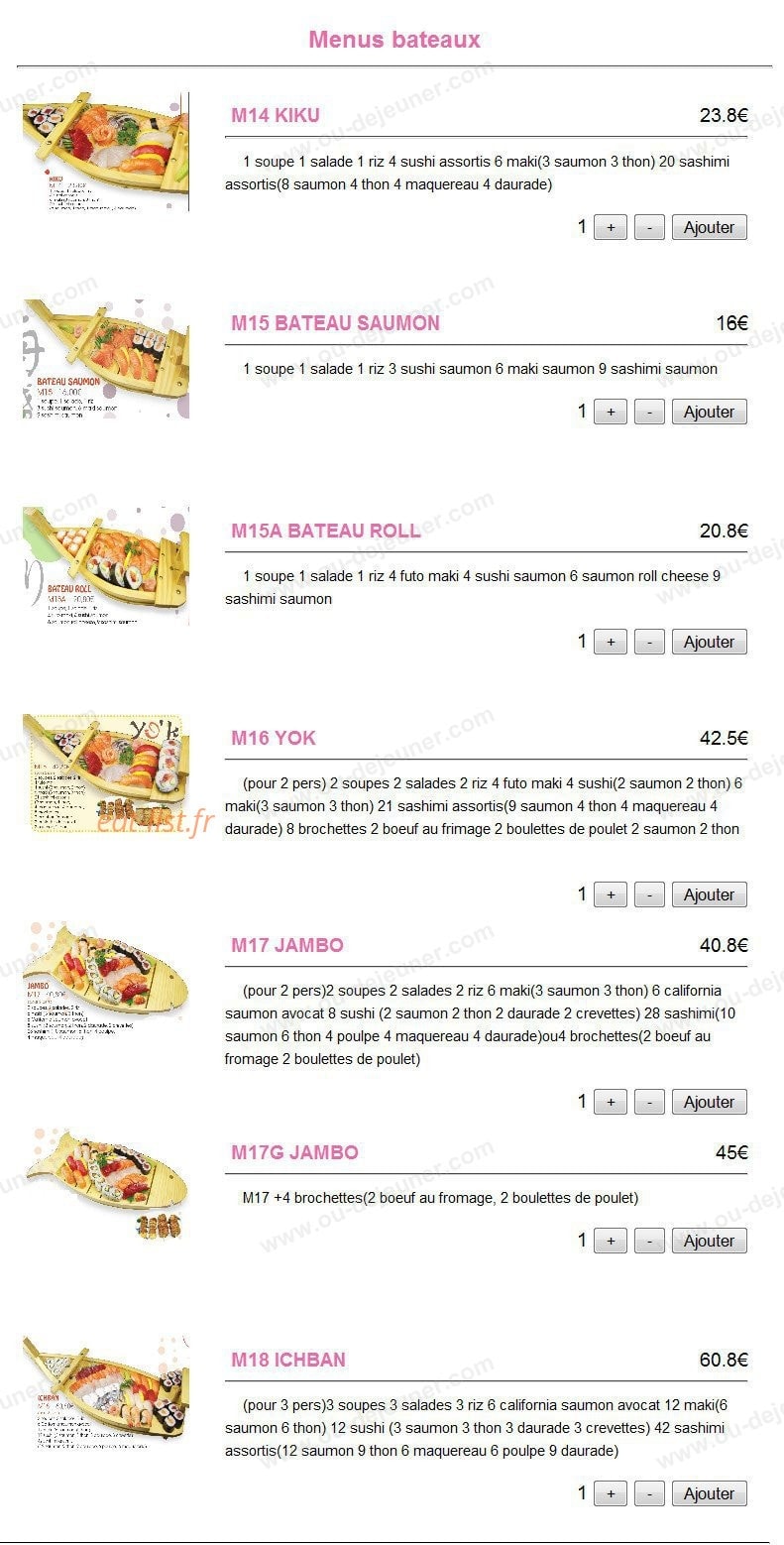 Yok sushi — carte page 20