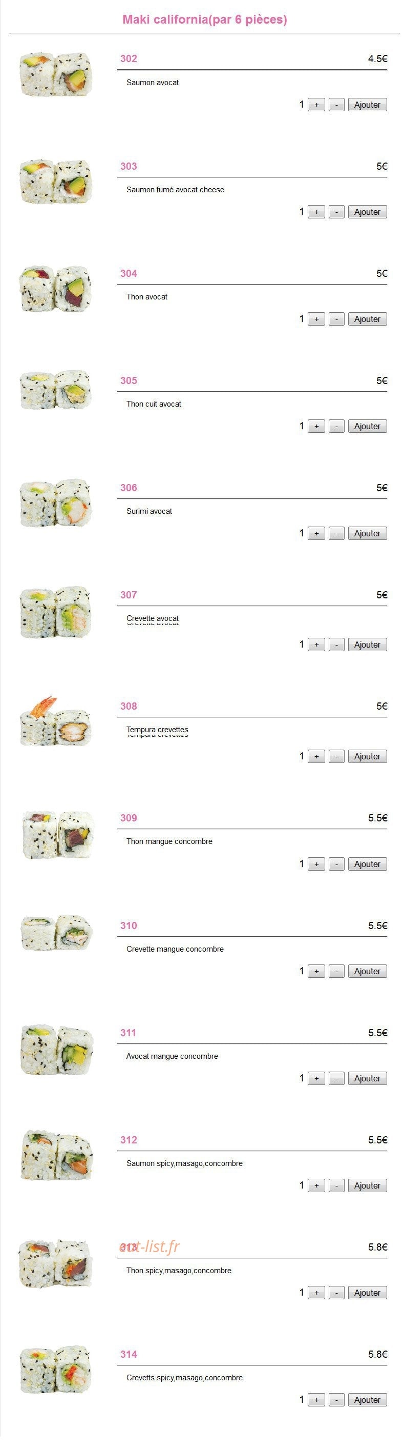 Yok sushi — carte page 8