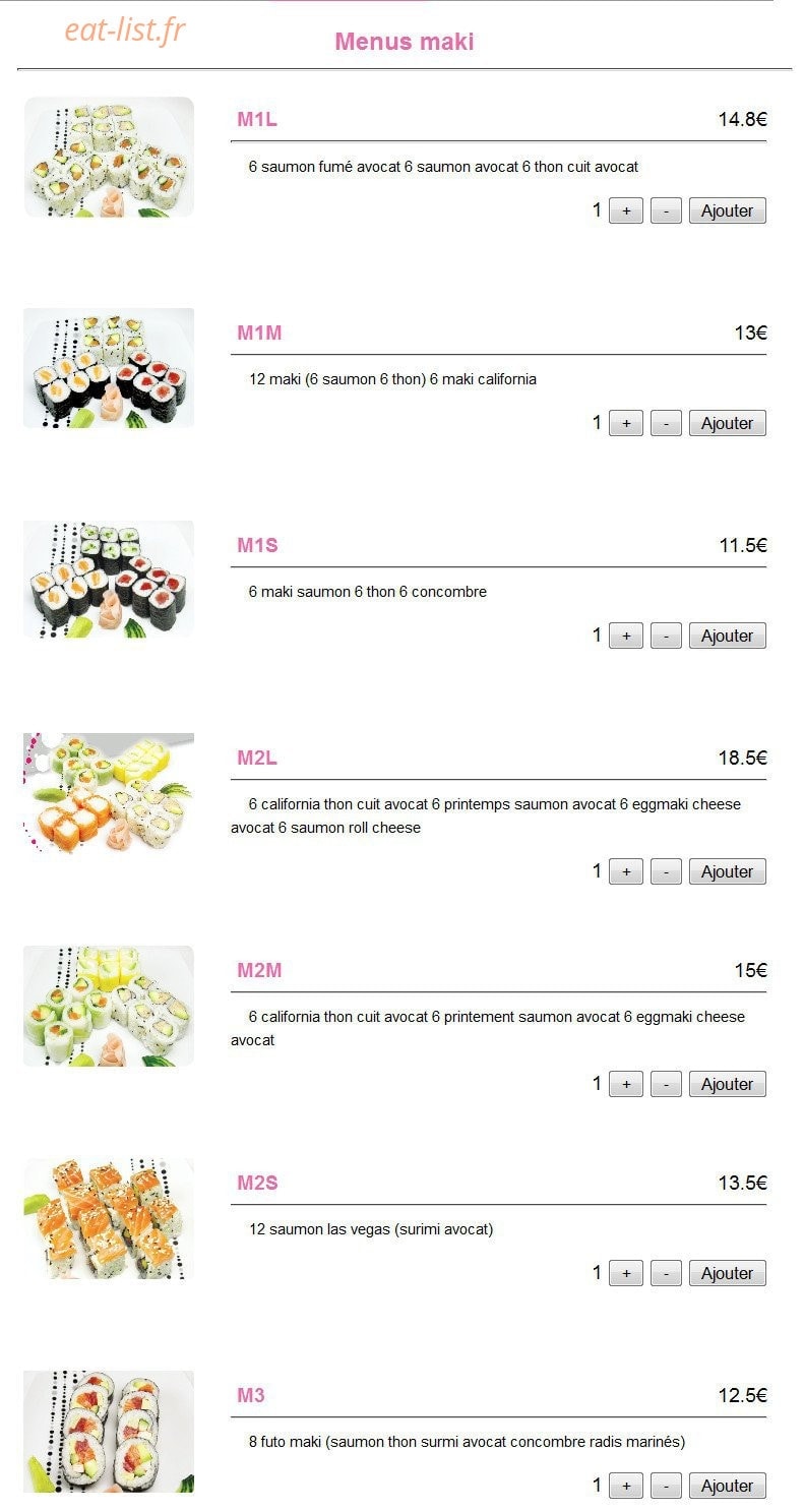 Yok sushi — carte page 15
