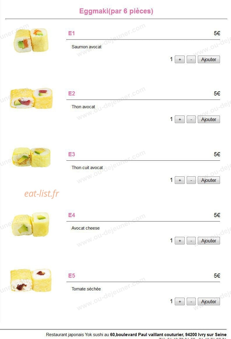 Yok sushi — carte page 5