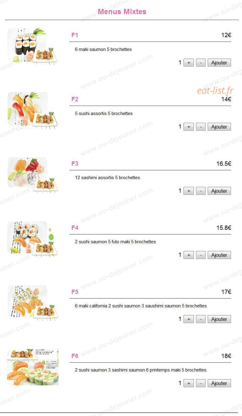 Yok sushi — carte page 14