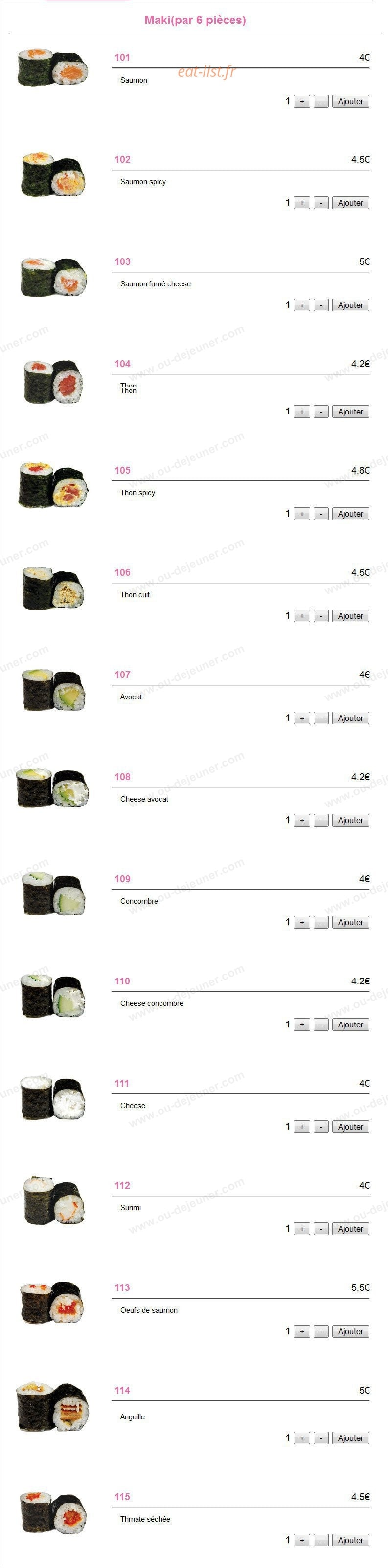 Yok sushi — carte page 4