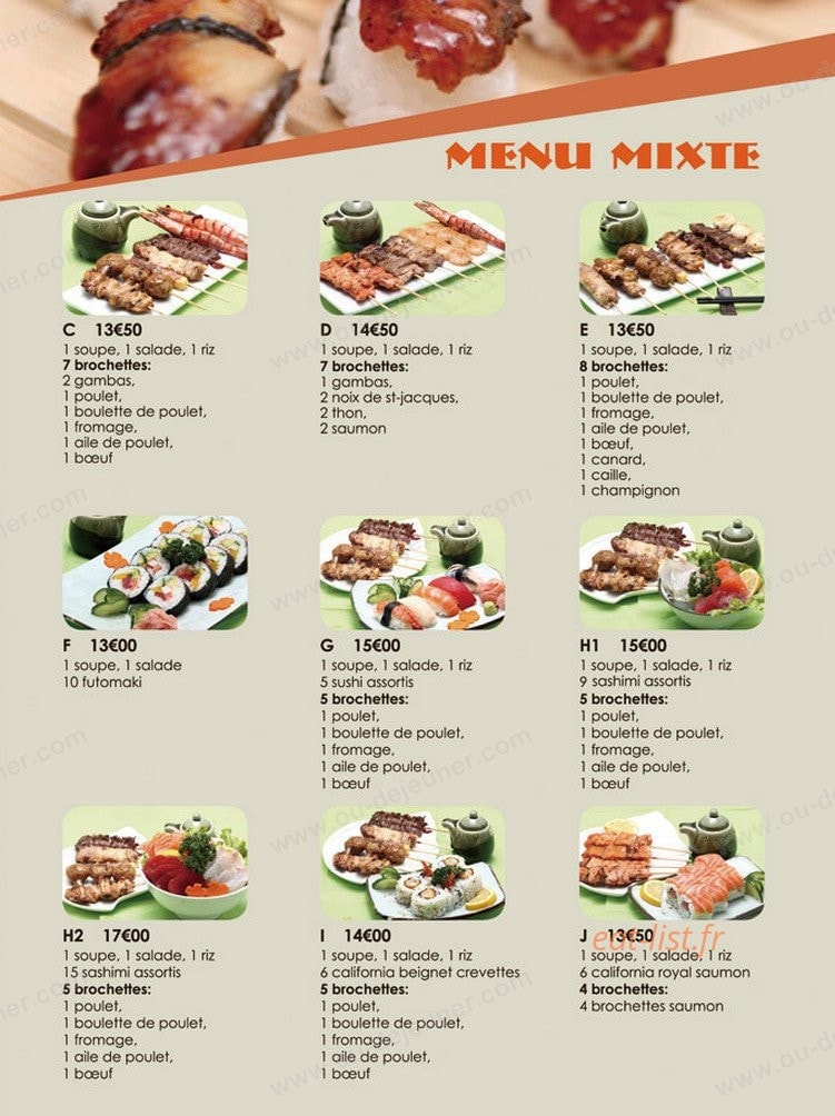 Carte et menu de So sushi à La Varenne Saint Hilaire — Les menus mixtes 1