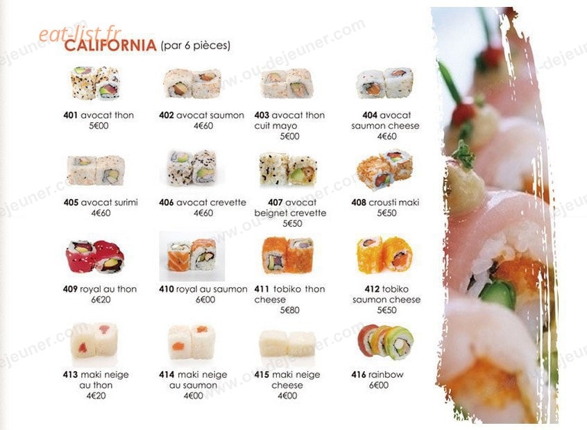 Carte et menu de So sushi à La Varenne Saint Hilaire — Les california