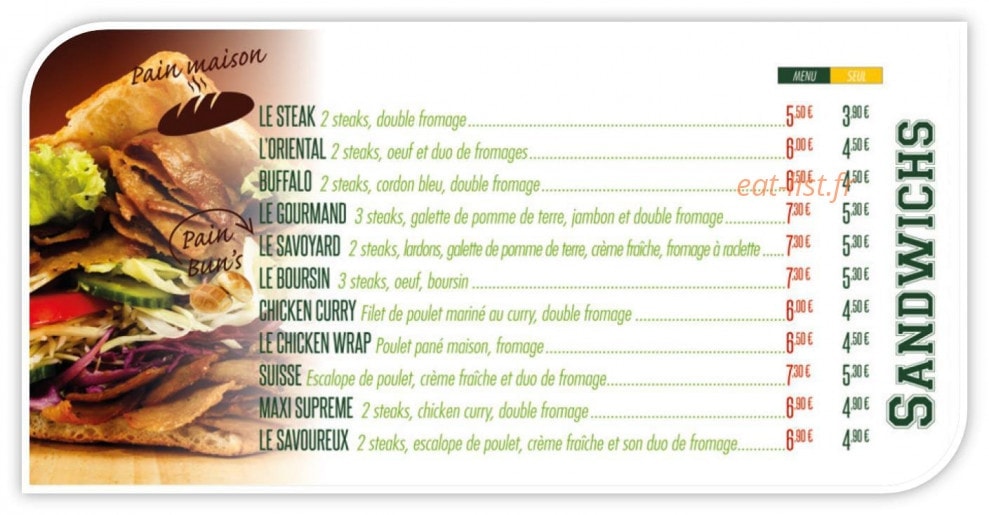 Var'n Burger — carte page 2
