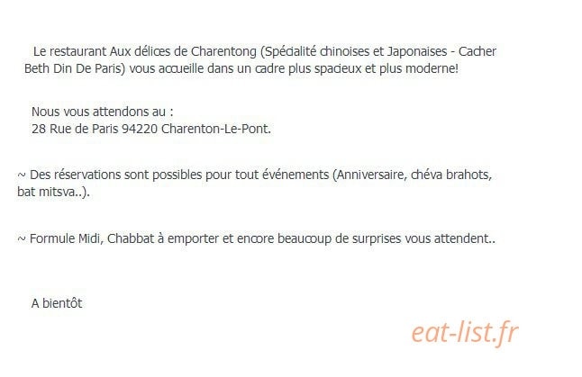 Aux Delices De Charentong — carte page 1