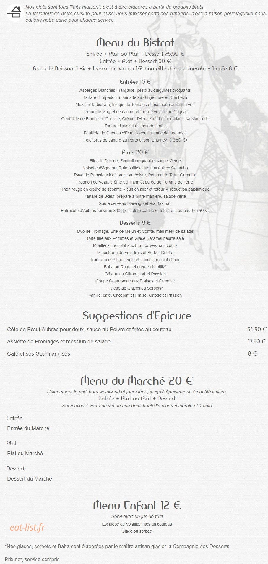 Bistrot de Charenton — carte page 1