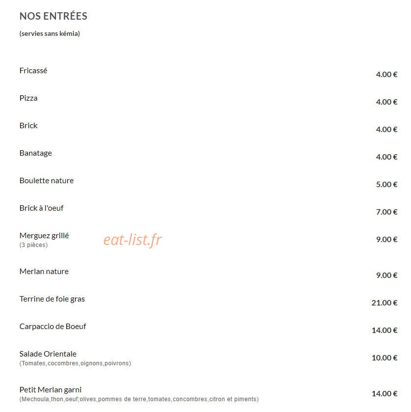 Chez Sacha — carte page 1