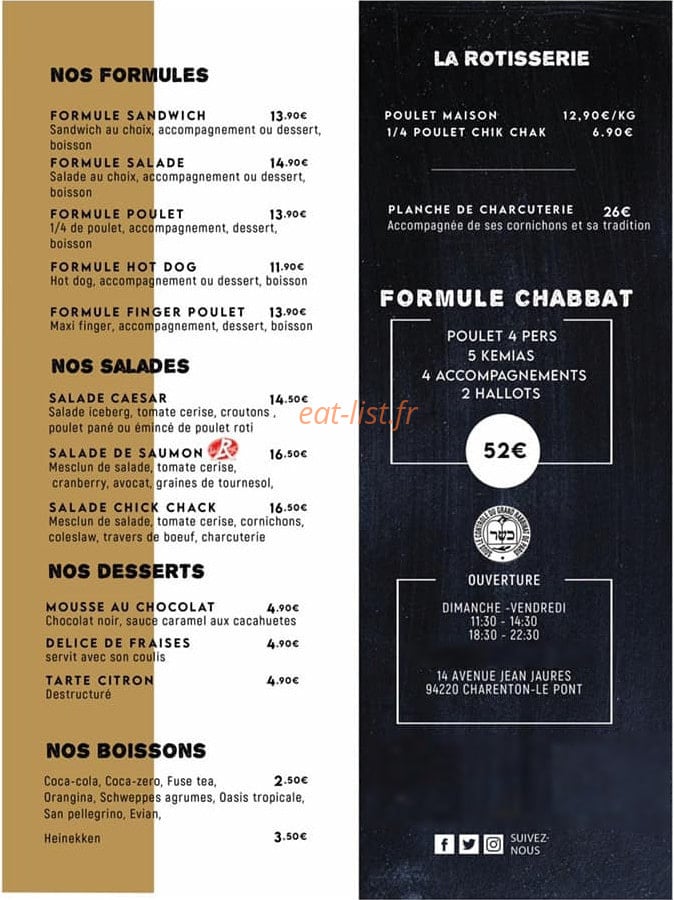 Chick Chack — carte page 1