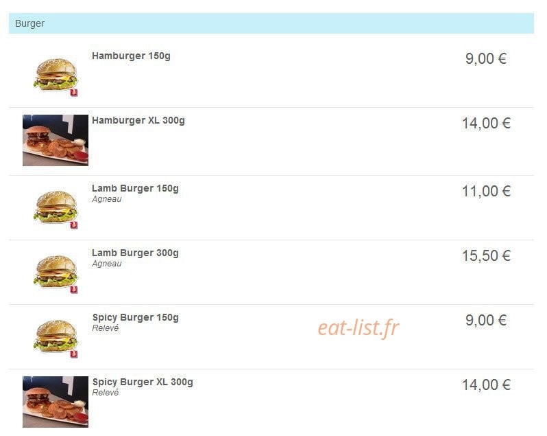 HBK House Burger — carte page 2
