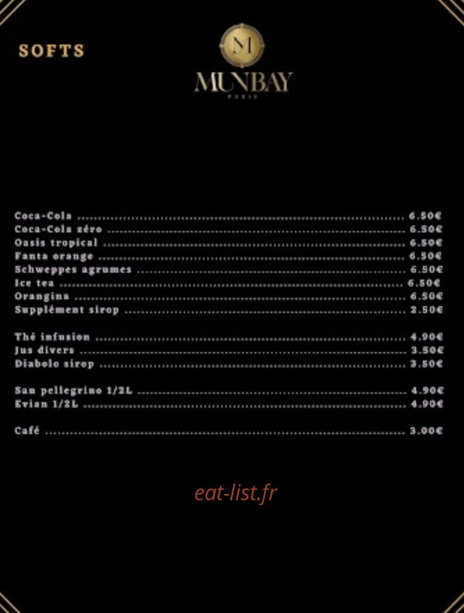 Carte et menu de Mun Bay à Charenton le Pont — Softs
