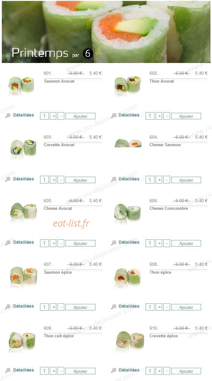 Zen Shushi — carte page 15