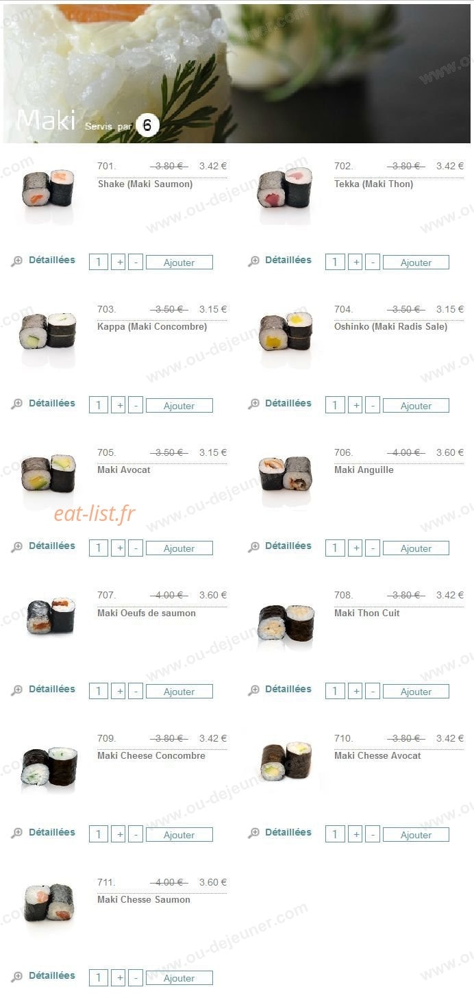 Zen Shushi — carte page 16