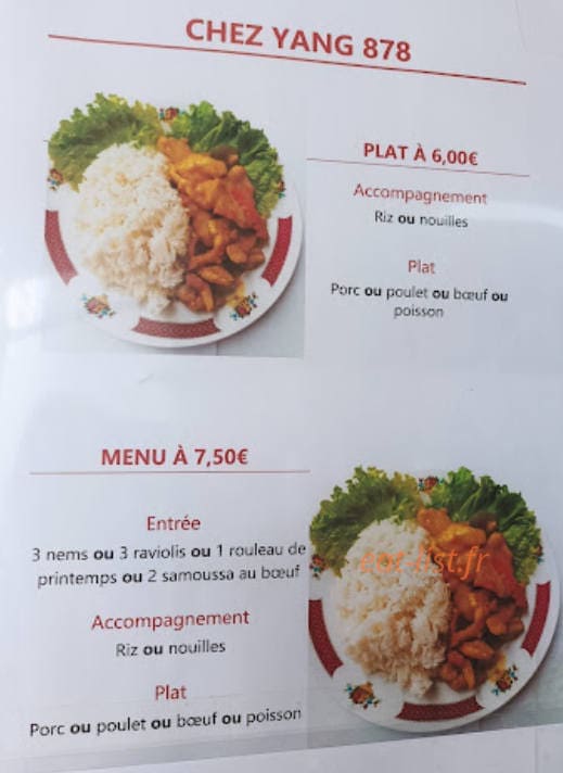 Chez Yang — carte page 1