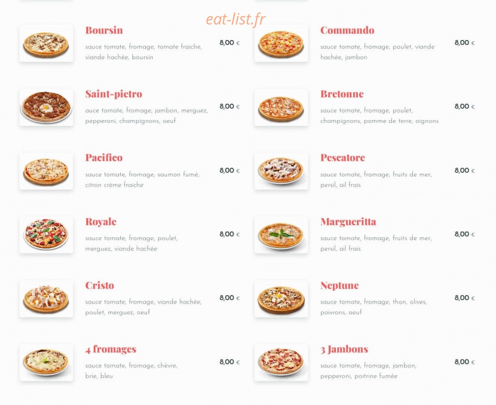 Cristo Pizza — carte page 2