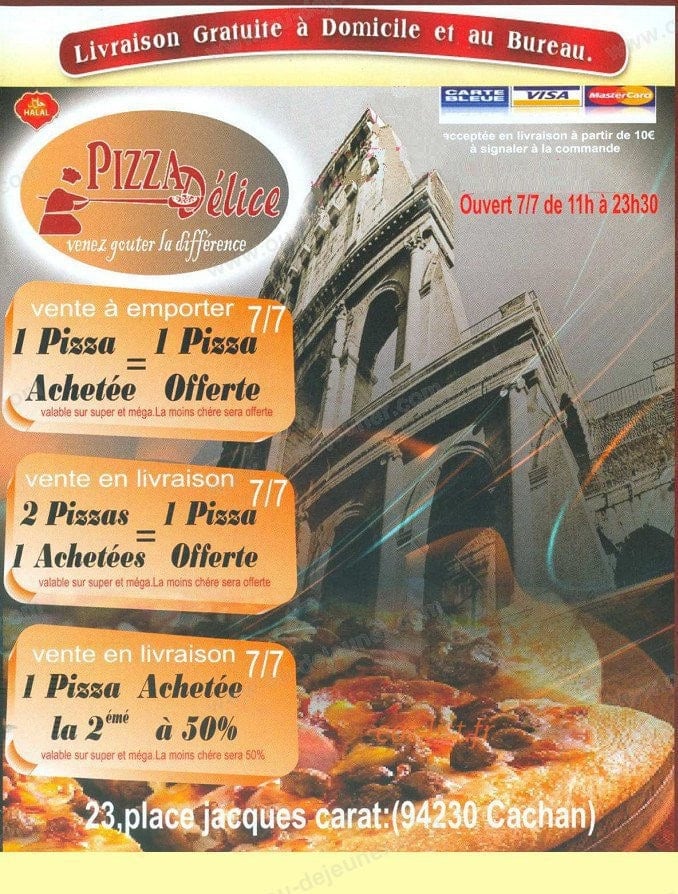 Delice pizza — carte page 1