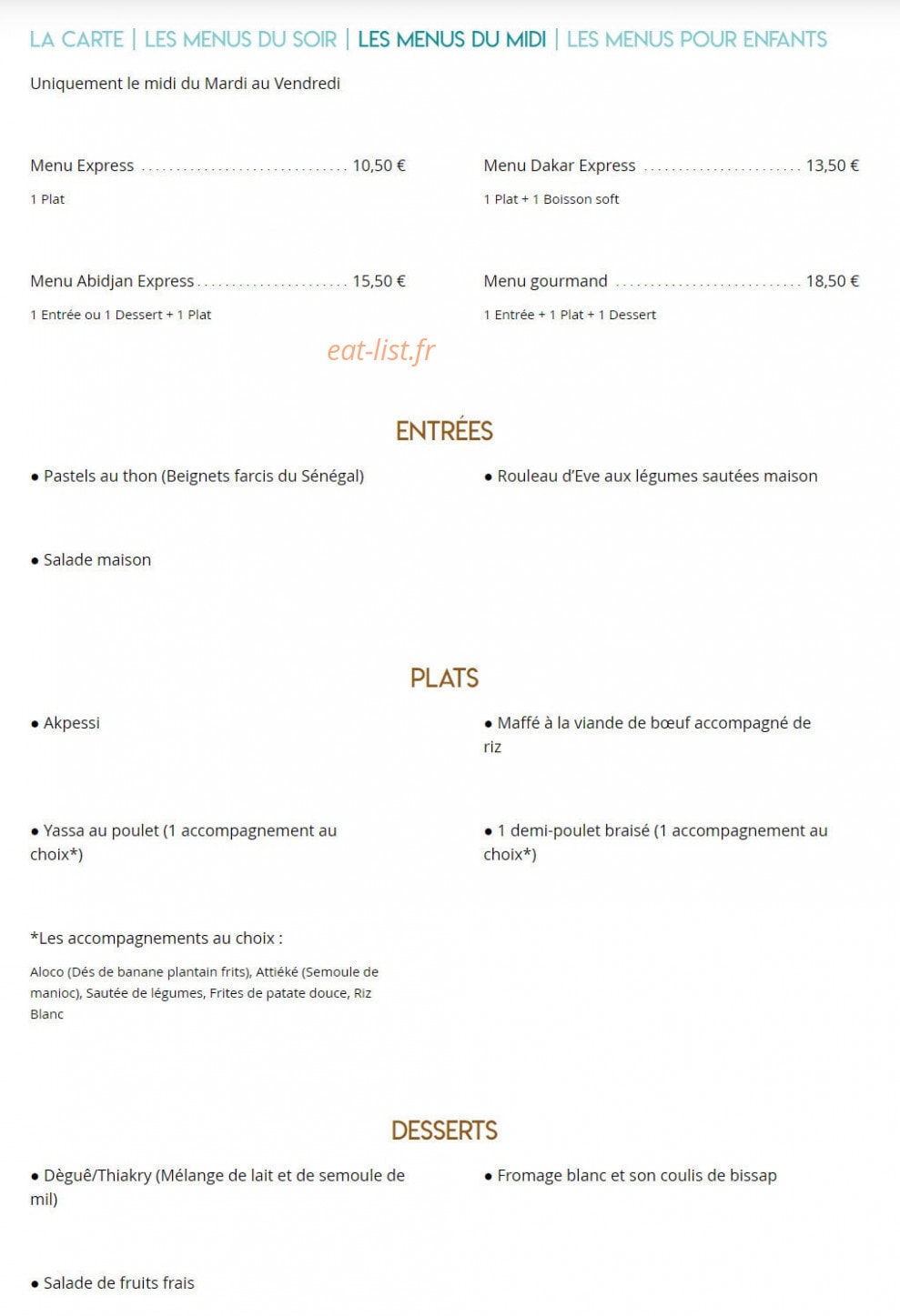 La Marmite d'Eve — carte page 8