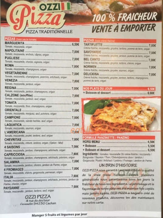 Ozzi Pizza — carte page 2
