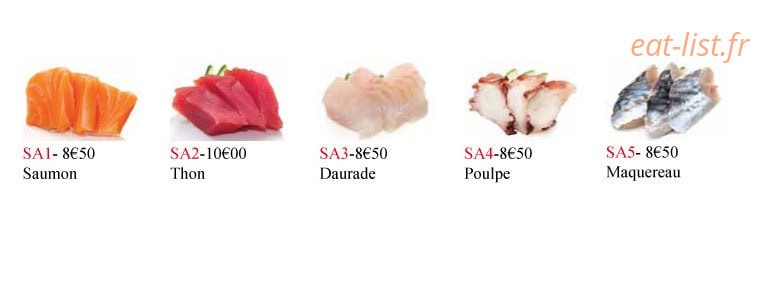 Carte et menu de Duo Cai XI Gu à L' Hay les Roses — Sashimi