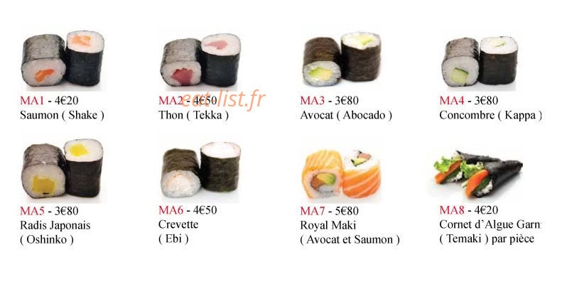 Carte et menu de Duo Cai XI Gu à L' Hay les Roses — Maki