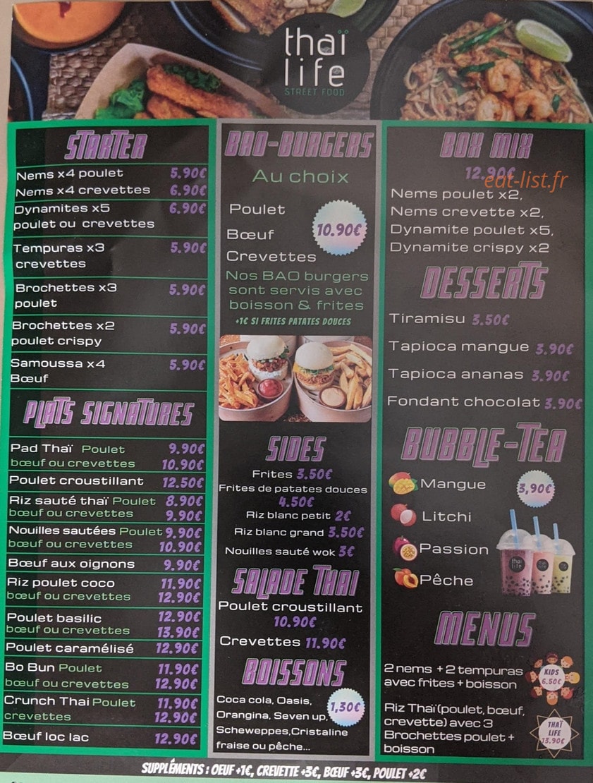 Thai Life — carte page 1