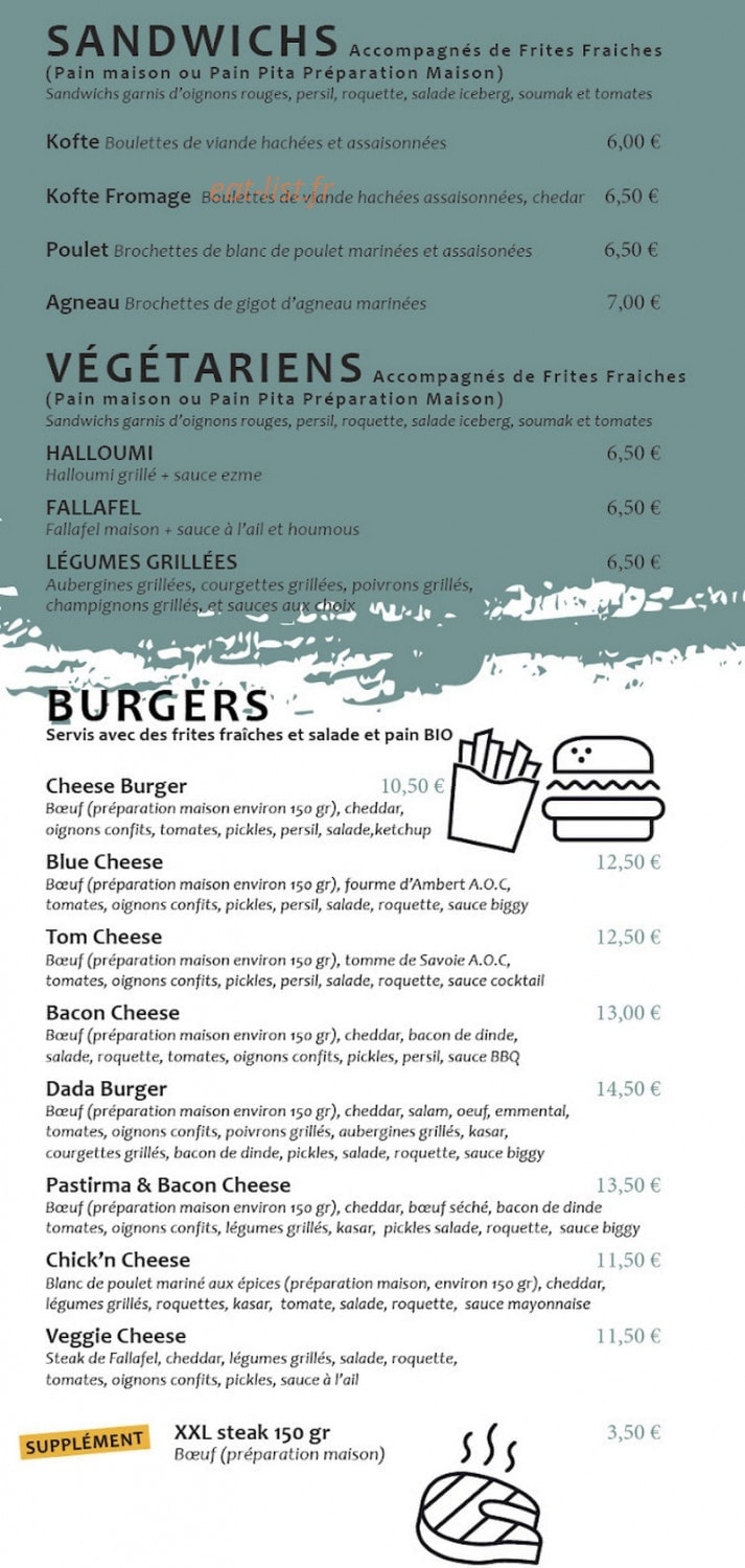 Dada Grill — carte page 2
