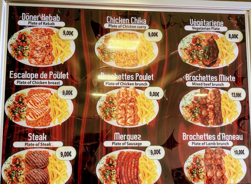 Paris kebab — carte page 1