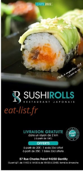 Sushi Rolls — carte page 1