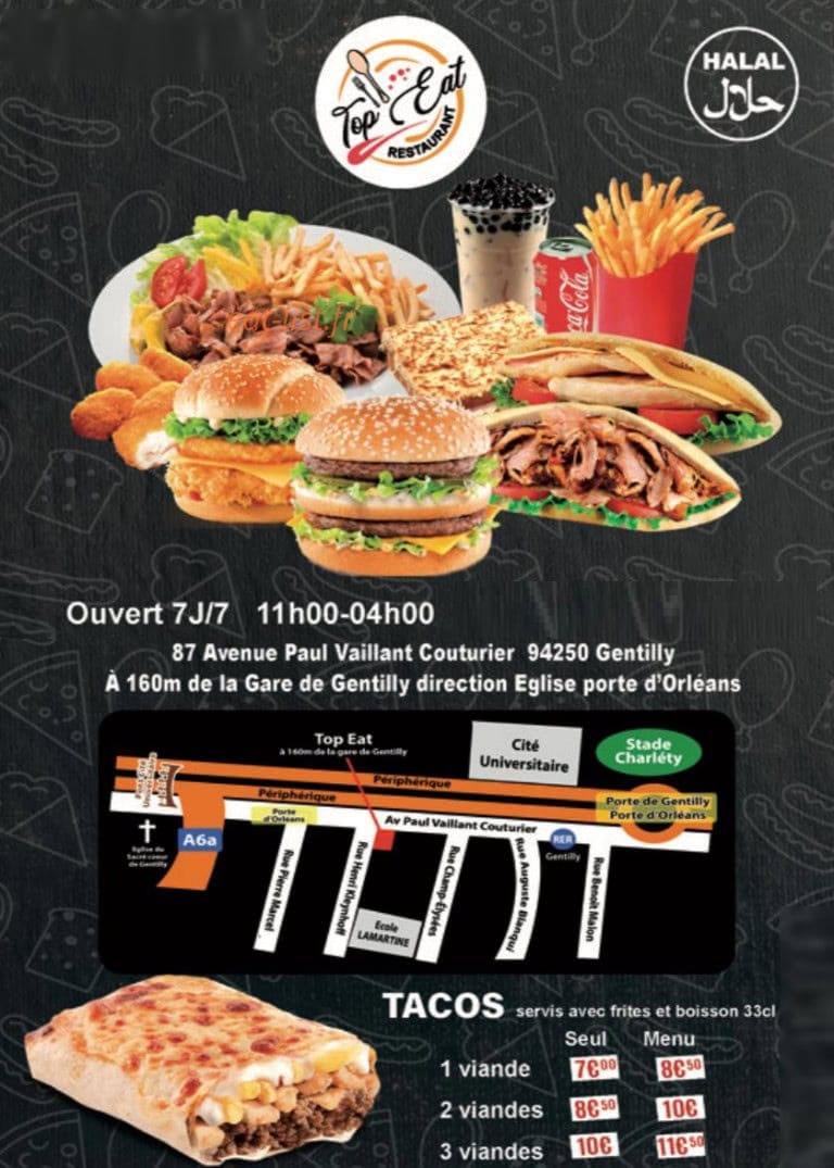Top Eat — carte page 1