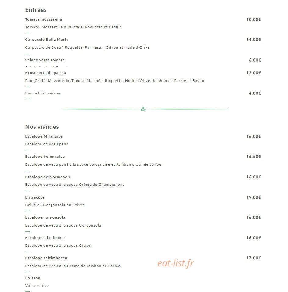 Bella Maria — carte page 1