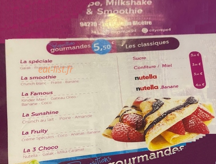 City Crepe — carte page 1