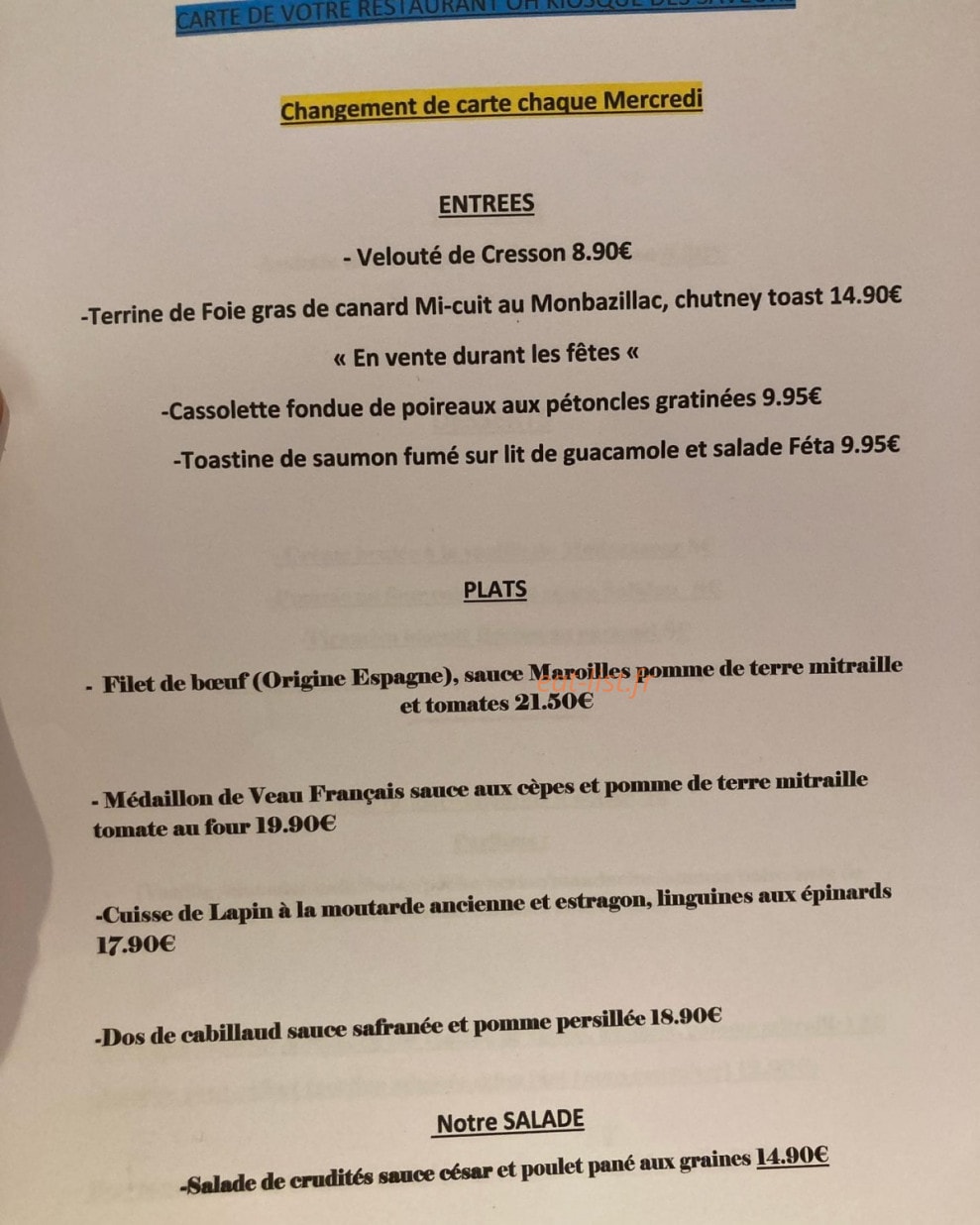 Oh Kiosque des Saveurs — carte page 2