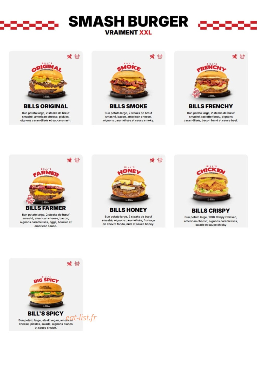 Bill's Burger — carte page 1