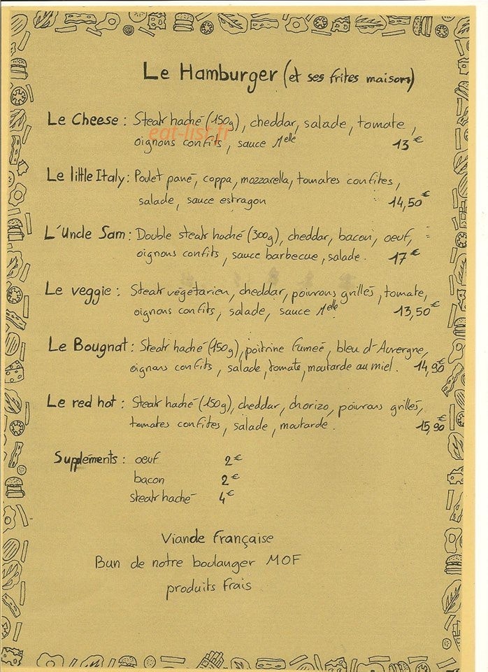 Bistrot Mademoiselle — carte page 1