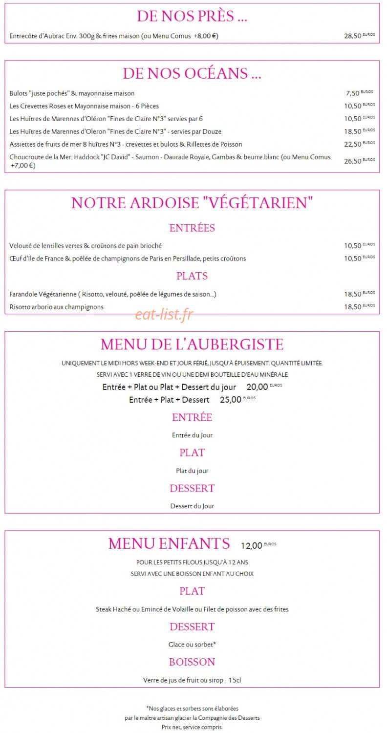 Chez Comus — carte page 2