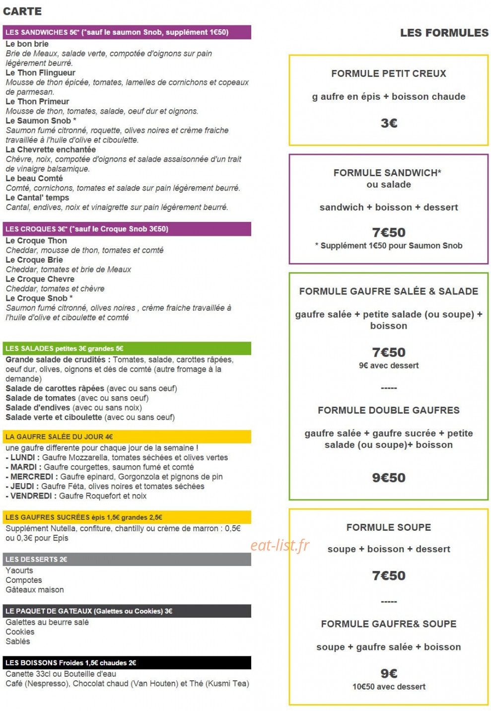 Chez Gaby — carte page 1