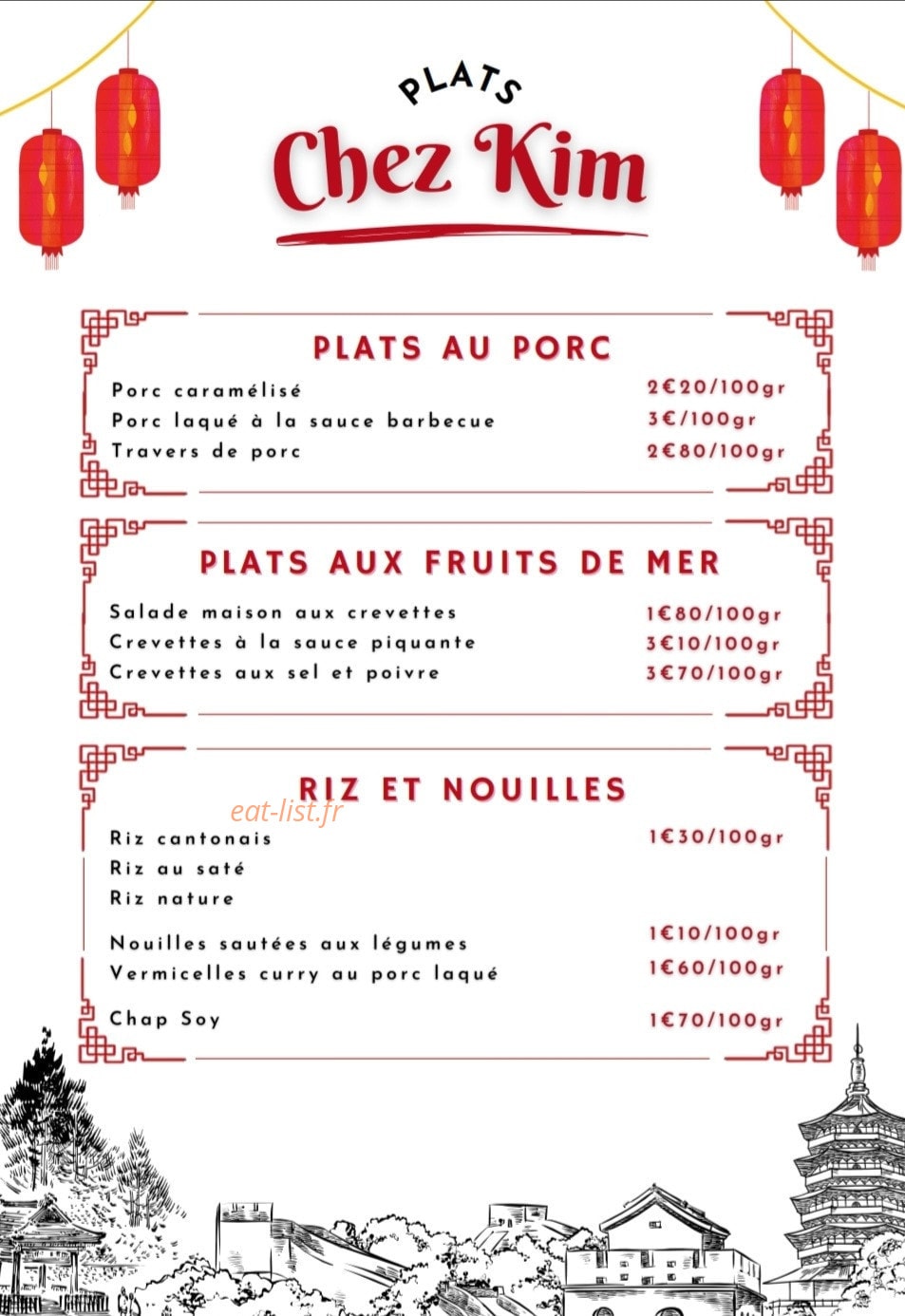 Chez Kim — carte page 1