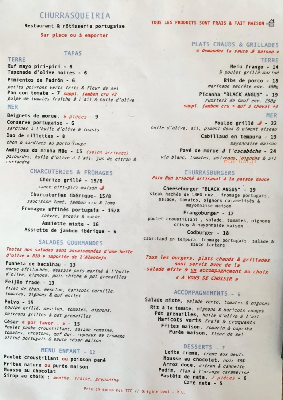 Churrasqueiria — carte page 1