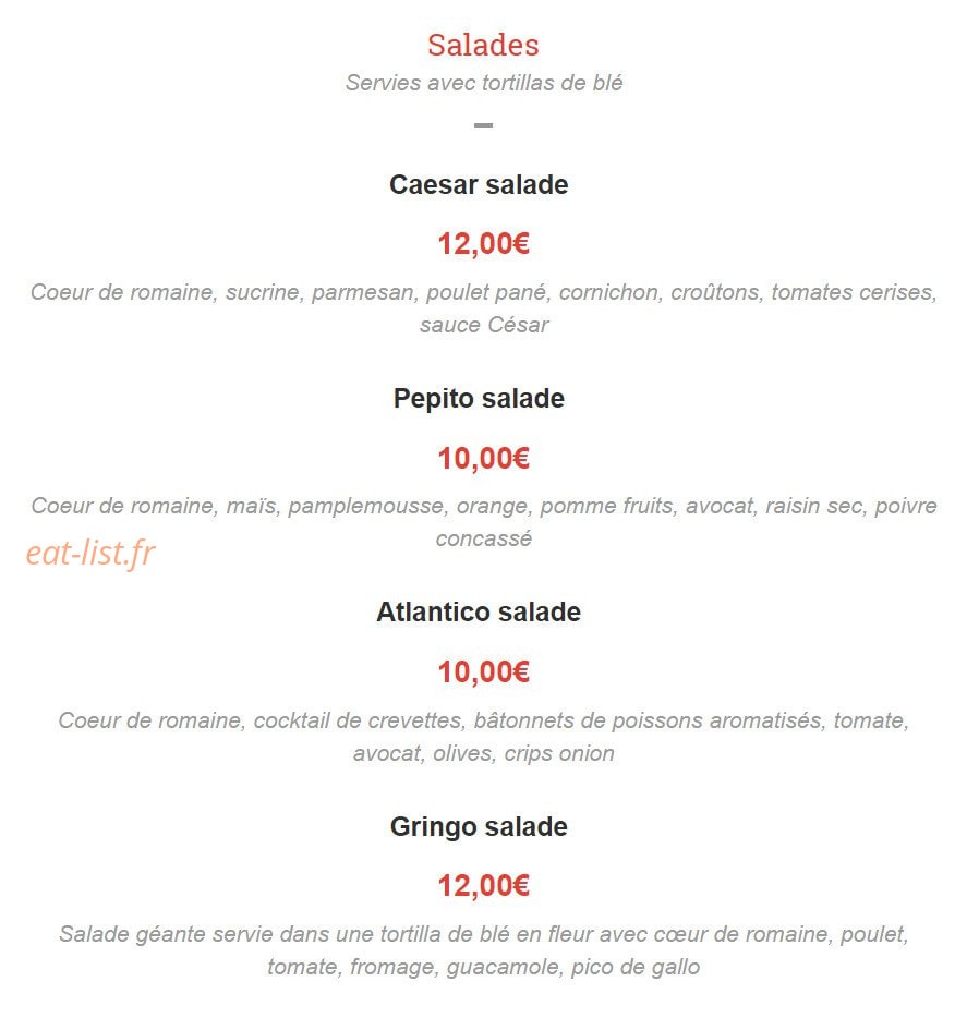 El Gringo — carte page 1