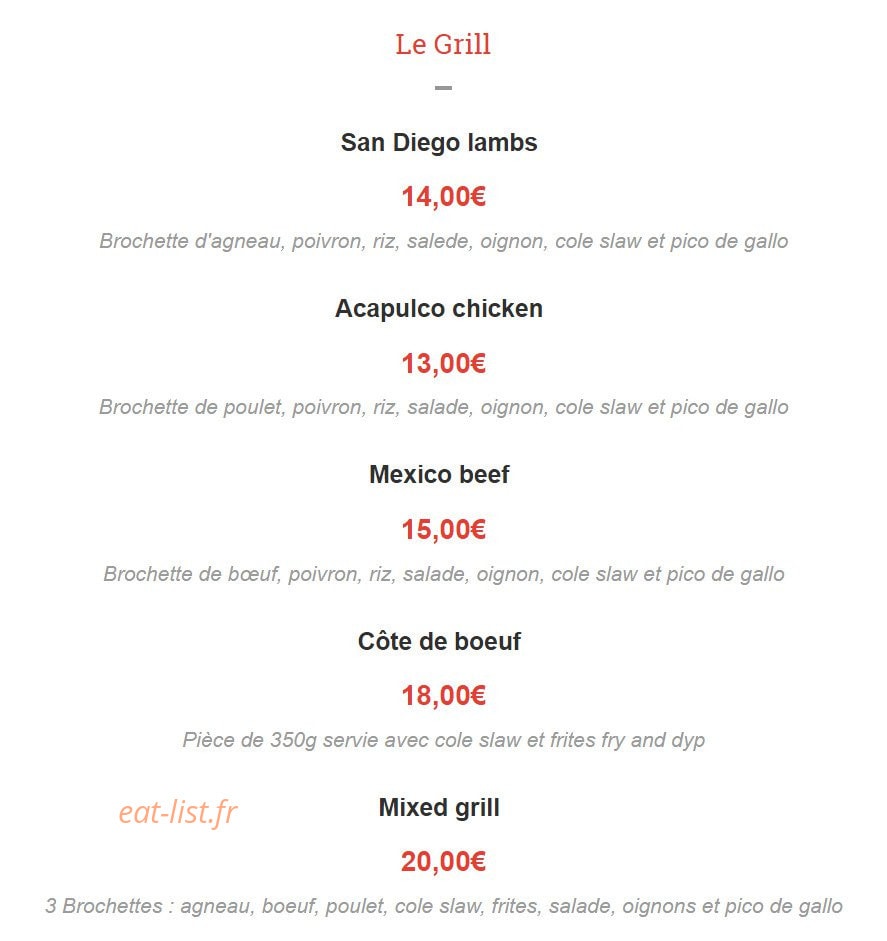 El Gringo — carte page 2
