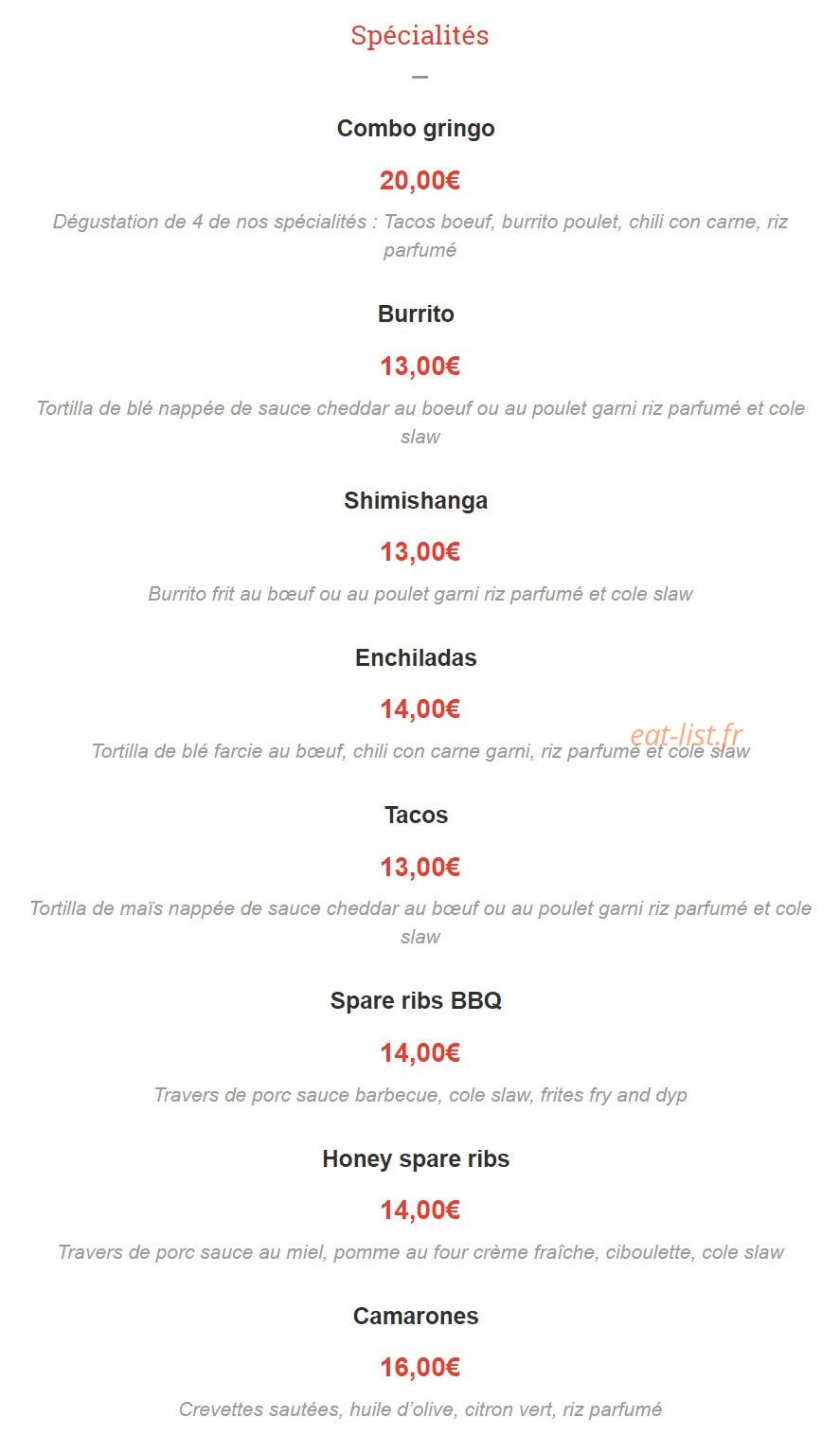 El Gringo — carte page 4